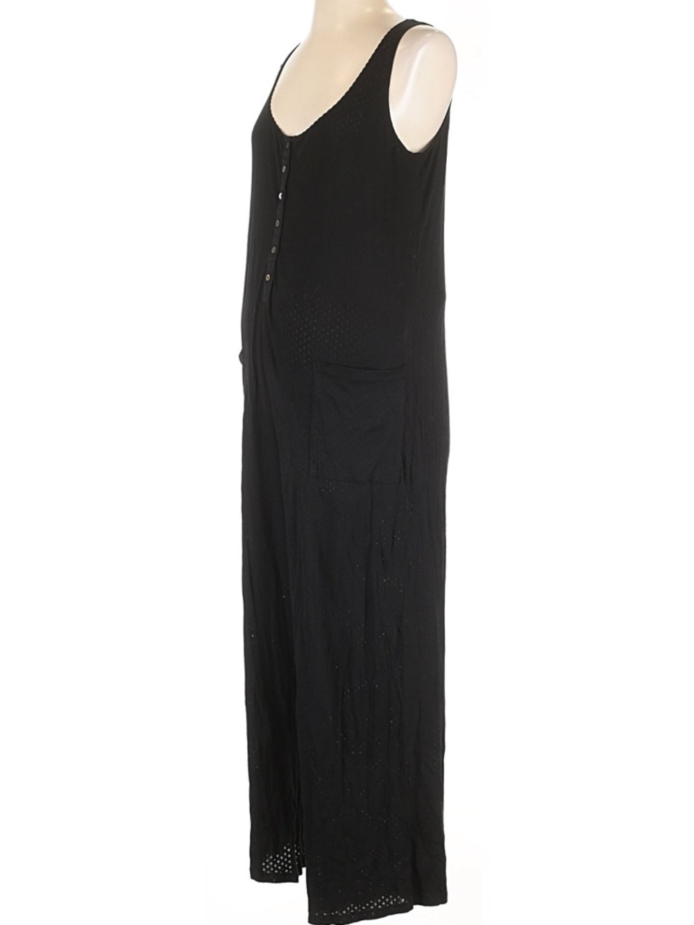 Hatch Black Sleeveless Button-Front Jumpsuit